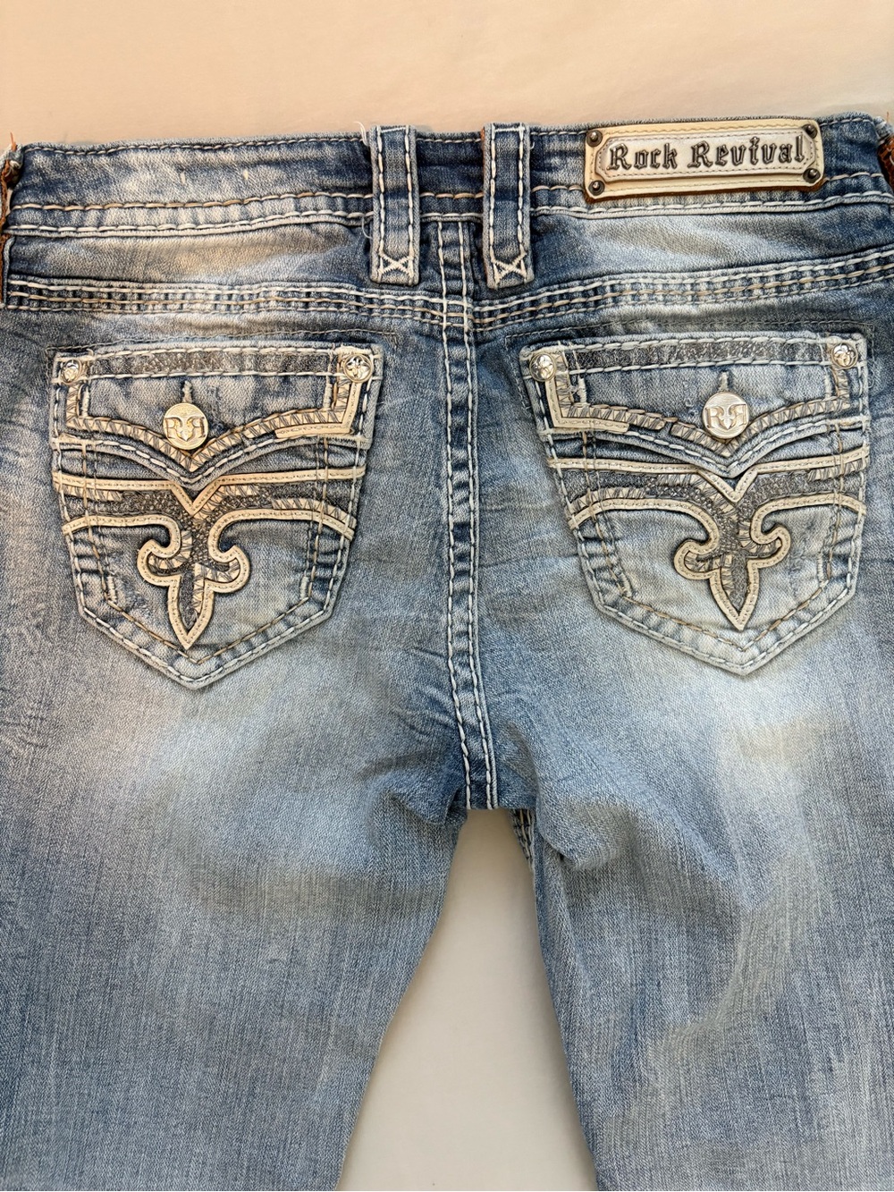 Rock Revival Audrey Jeans Women’s 28 Distressed Embellished Straight Leg - Picture 8 of 11